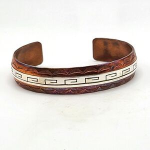 NAVAJO Sterling  signed SKEETS Cuff Bracelet,  silver and copper